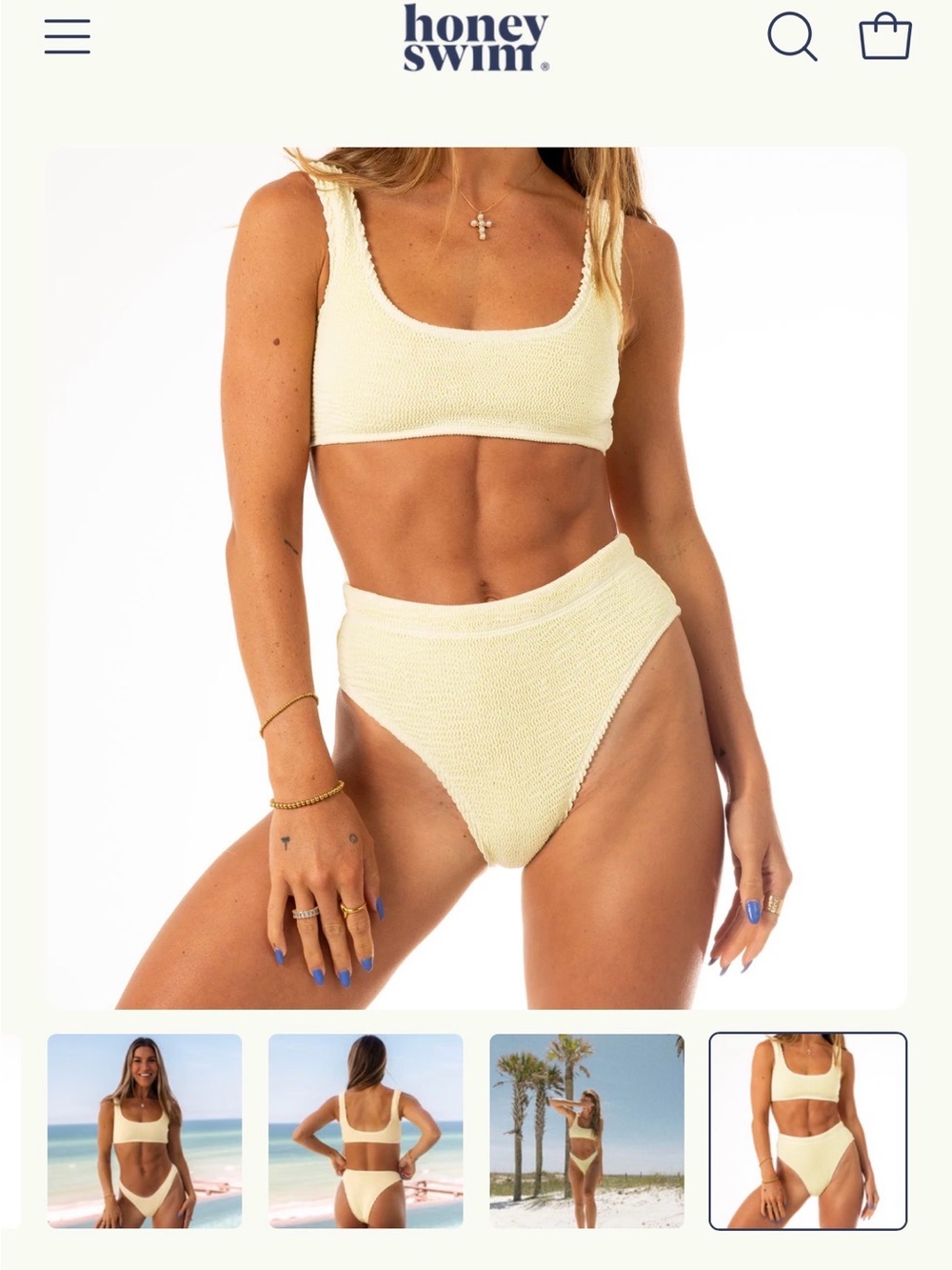 Honey Swim Scoop-Neck High-Waist Bikini Set in Pale Yellow